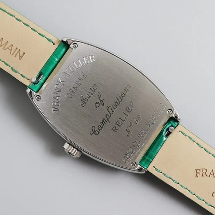 Top-tier watch Frank Muller women's white dial barrel type quartz leather watch side view