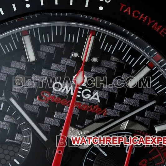 Omega's collectible watch BLS factory Speedmaster full ceramic red needle mechanical rubber model side live photo