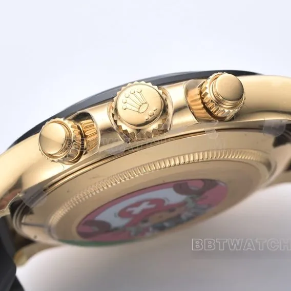 C factory RolexDaytona1:1top-tier champagne tray yellow gold rubber m116518ln-0042side live photo