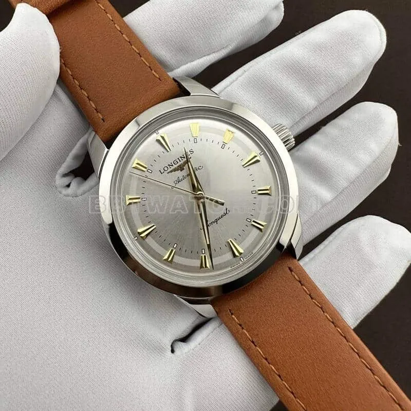 AF FactoryLongines Concas silver white dialleather strap model L1.650.4.72.2caseback live photo