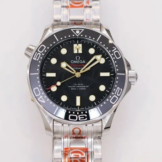 OR factory top-tier watch Omega men's black dialsteel bracelet42mmSeamaster300m watch clasp picture