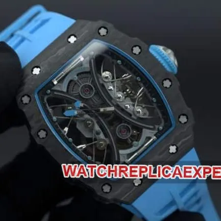 JB factory Richard Milletop-tier watch men's black dial blue rubber strapautomatic movementclasp picture