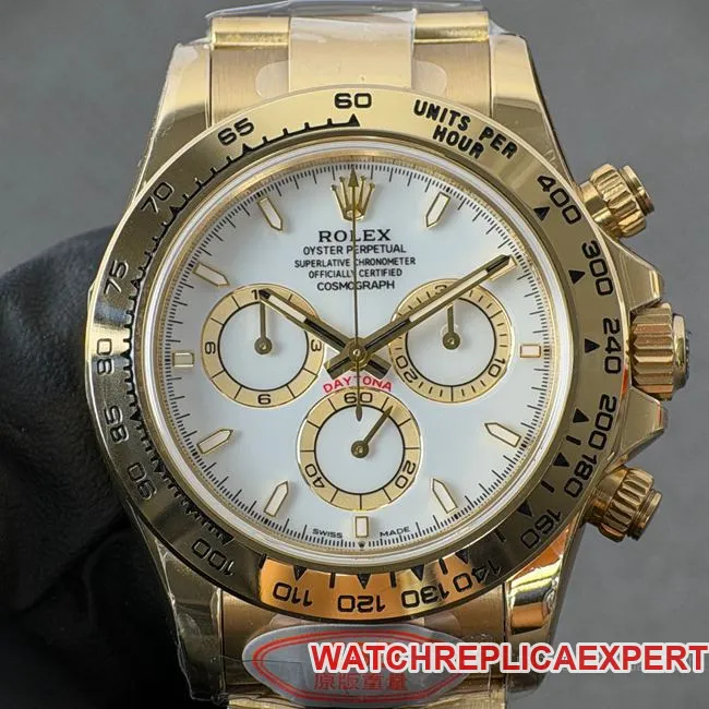CBD factory top-tier watch DaytonaRolexwhite dial gold steel bracelet4131side live photo