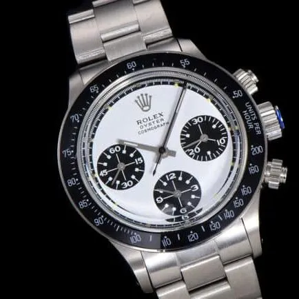 Top-tier watch Rolex white dial men's retro series manual chronograph movement watch side view
