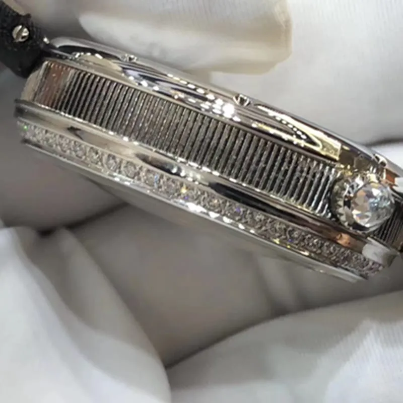 top-tier watch Breguet women's real diamond leather strap watch side view