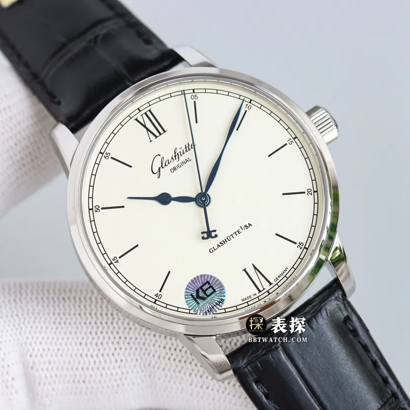 3WF factory Glashütte Original original MP top-tier watch men's white dialleather strap picture and price front live photo