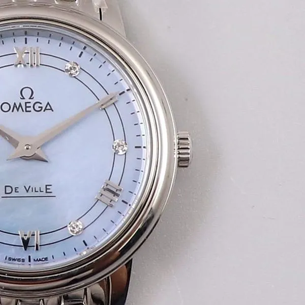Omegasuper Diefei ladies' watchquartz series watch 27.4mmblue dialdetail shots