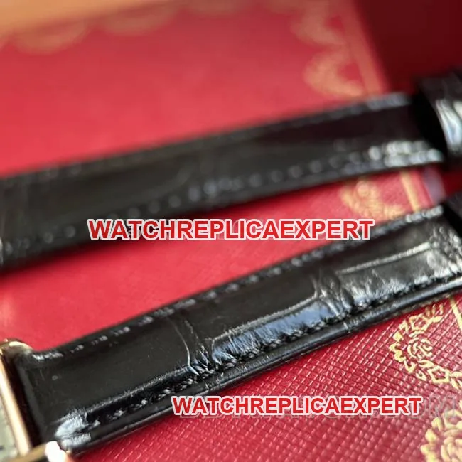 1:1replica watch DR factory tank Cartier silver gray plate rose gold case quartz black braceletfront live photo