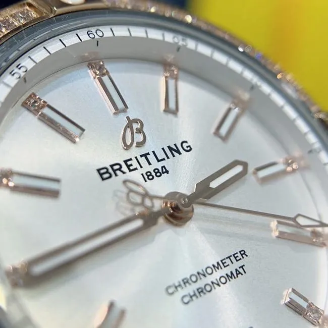 Breitlingtop-tier women's white dial black belt fully automatic movementleather strap Nanhai capsule series watch back cover picture