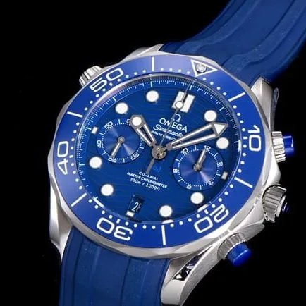 OM FactoryOmegatop-tier watch new Seamaster 300m men's blue dial blue rubber strapchronograph watch movement picture