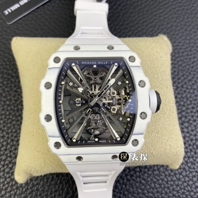 Richard Mille men's RM 12-01top-tier 1:1high-quality watch men's hollow disc rubber model pictures and prices front live photo