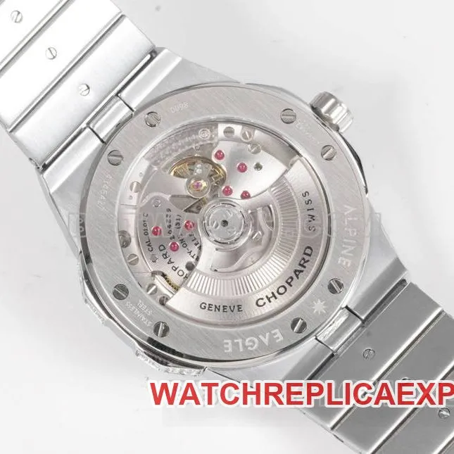 Chopard collectible watch GH factory snow mountain proud wing 41mm pavé diamond blue sapphire crystal ring steel bracelet model front live photo