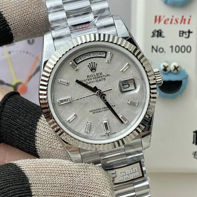 watch QF factory Rolex Day-Date silver gray plate 2836movement40mmfront live photo