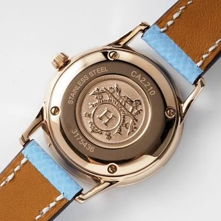 top-tier Hermes Slim d’Hermes women’s white dial blue belt quartzleather strap watch detail shots