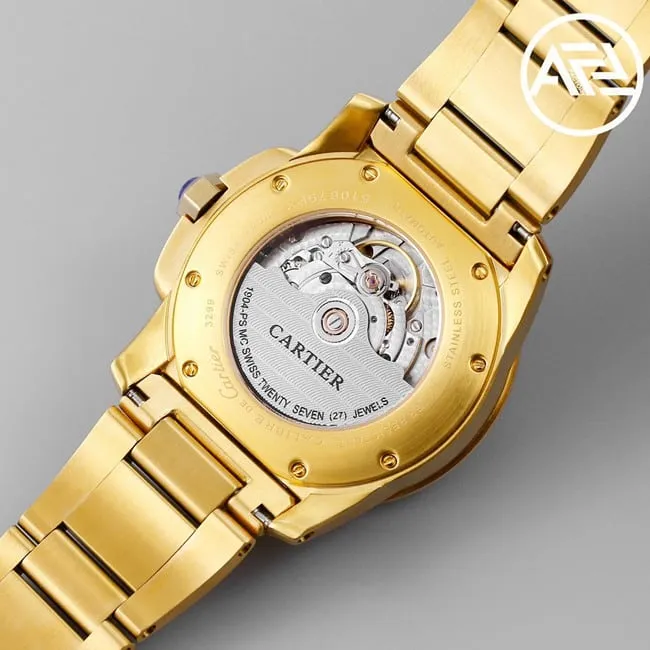 top-tier watch Cartier men's automatic movement white dial gold steel bracelet Kalibo series watch front view