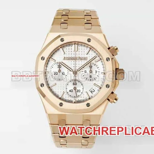 APS factory Audemars PiguetRoyal Oak1:1top-tier replicawhite dialchronographrose gold26240side live photo