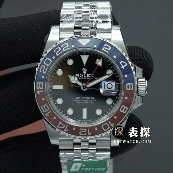 C+GMT-MasterRolex1:1replica watchlumeblack dialPepsi bezelsteel bracelet model m126710blro-0001clasplive photos