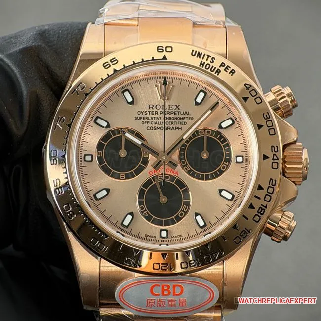 top-tier watch RolexCBD factory Daytonarose gold shell champagne color plate 4130side live photo