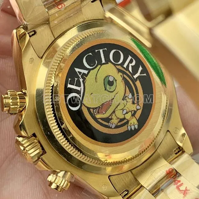watch QF factory DaytonaRolexgreen dialyellow gold4131 mechanical caseback live photo