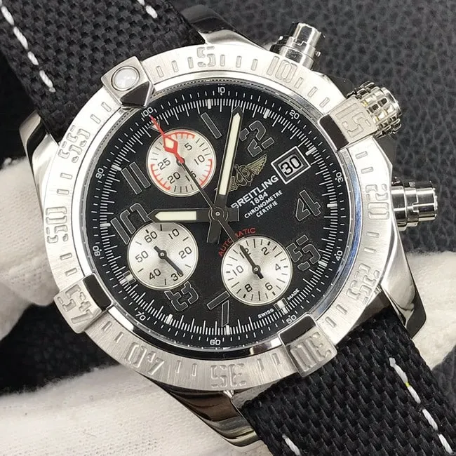 top-tier replicaBreitlingsuper watch fully automatic movement nylon strap men's black dial Avengers series front view