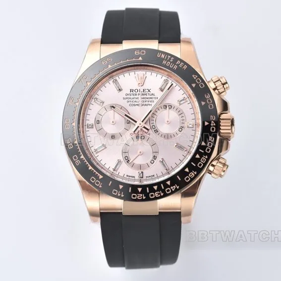 Factory C Rolex Daytona1:1super pink plate rubber model m116515ln-0061side live photo