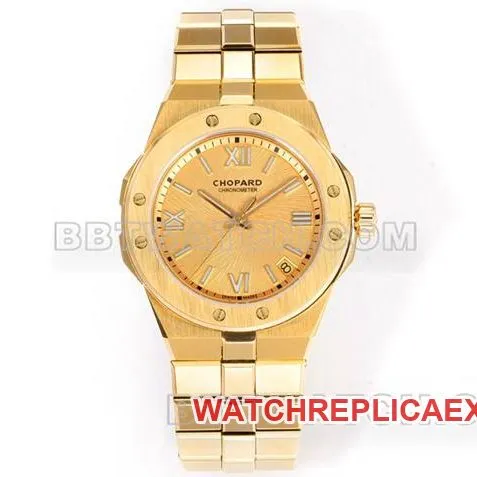 1:1replica watch ChopardGH factory snow mountain proud wing gold plate 41mmyellow gold steel braceletfront live photo