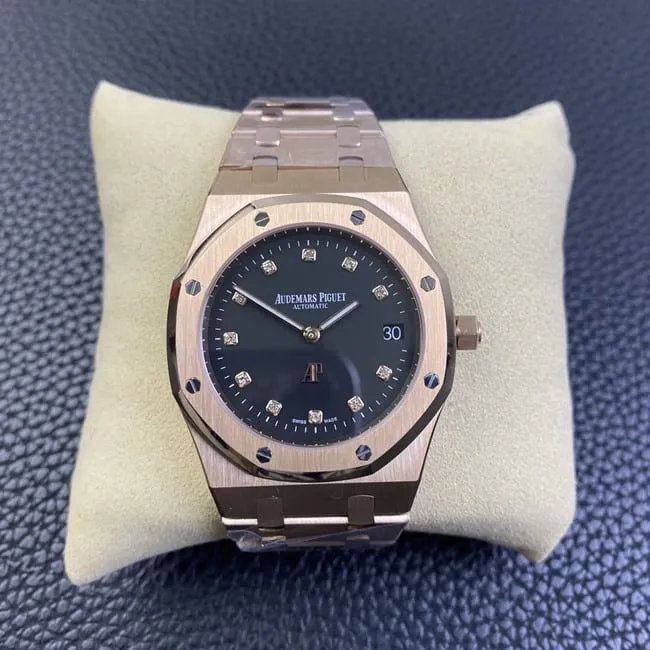 BF factory top-tier watch Audemars Piguet men's black dial gold belt Royal Oak15202 automatic movement watch side view