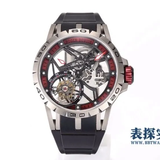 BBR King Roger Dubuis watch white steel tourbillon hollow rubber model RDDBEX0545detail shots