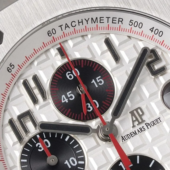 APF offshore watch silver white panda dial steel strap model 26170ST.OO.1000ST.01 side view