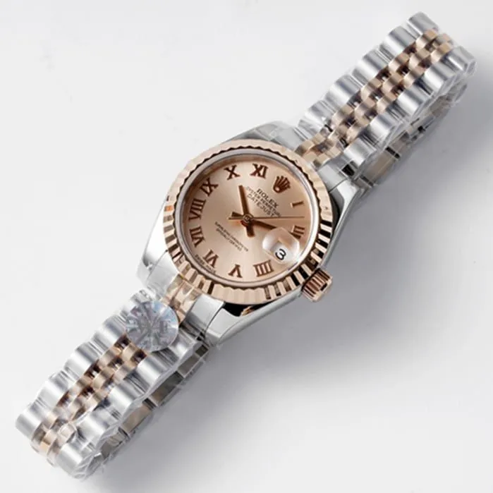 Top-tier watch Rolex women's gold plate Datejuststeel bracelet watch side view