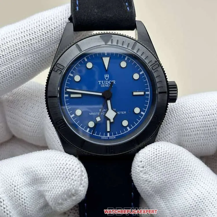 GRTudor Biwan top-tier 1:1high-quality replicablue dialleather strap model M79210caseback live photo
