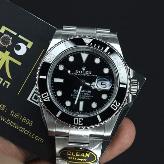 C factory Rolex men's Submariner type watch black dialsteel bracelet model m126610ln-0001detail shots