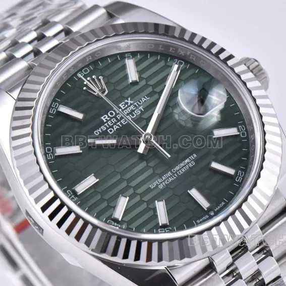 C factory Rolex log water ripple green dial five grid chain m126334-0030caseback live photo