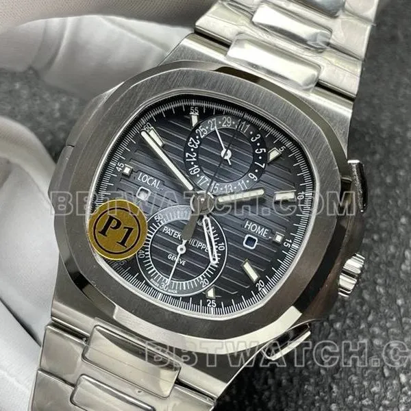 Patek Philippe Top collectible watches Sport Elegant Blue Plate Mechanical Steel Strap Model 5990 Back Actual Pictures