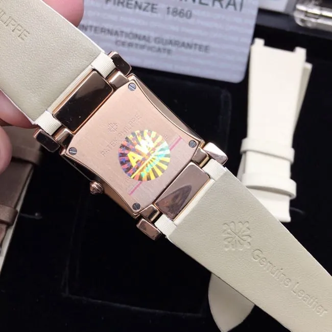 AW factory real diamond replicaPatek Philippewhite dial leucorrhea ladies' watchmovement picture