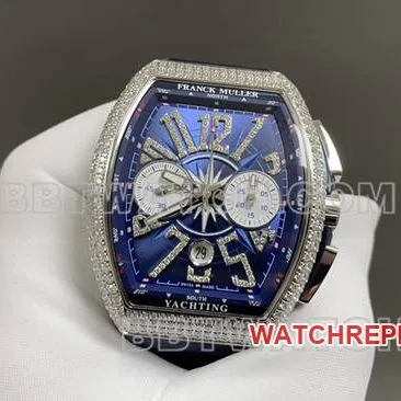 ABF factory Frank Muller optimal watch V45 blue dial diamond case leather braceletside live photo