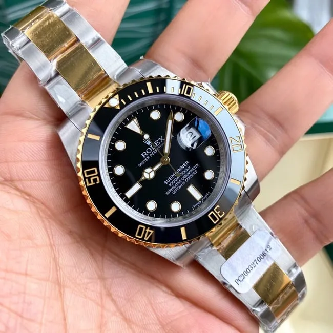 top-tier real gold replicaRolexSubmariner series classic gold ghost 18Kyellow goldlume watch front view