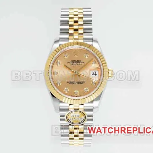 ARF factory rolex logbook one to one top gold plate 31mm intermediate gold five compartment link 278273 side actual photo