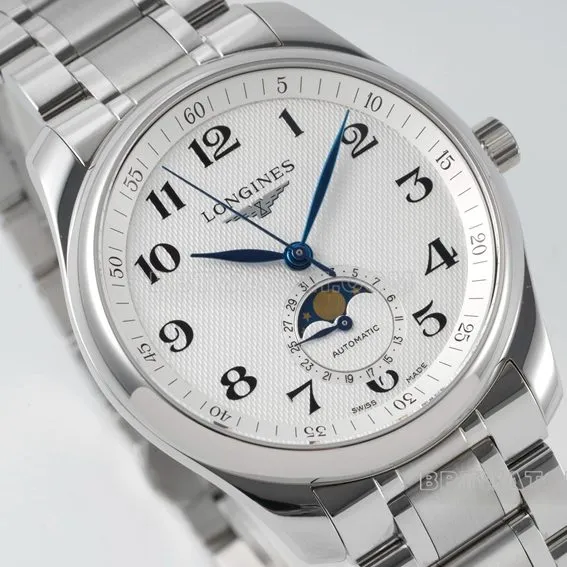 APS factory Longines watchmaking traditional top-tier replicasilver dialmoon phasesteel bracelet model L2.909.4.78.6side live photo