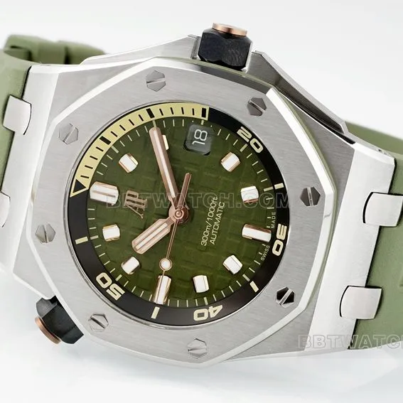 APS factory Audemars PiguetRoyal Oak offshore avocado rubber model 15720ST.OO.A052CA.01side live photo
