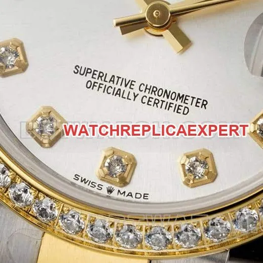 ARF factory Rolex log top imitation silver plate diamond ring 31mm intermediate gold three compartment link 2783383 side actual photo