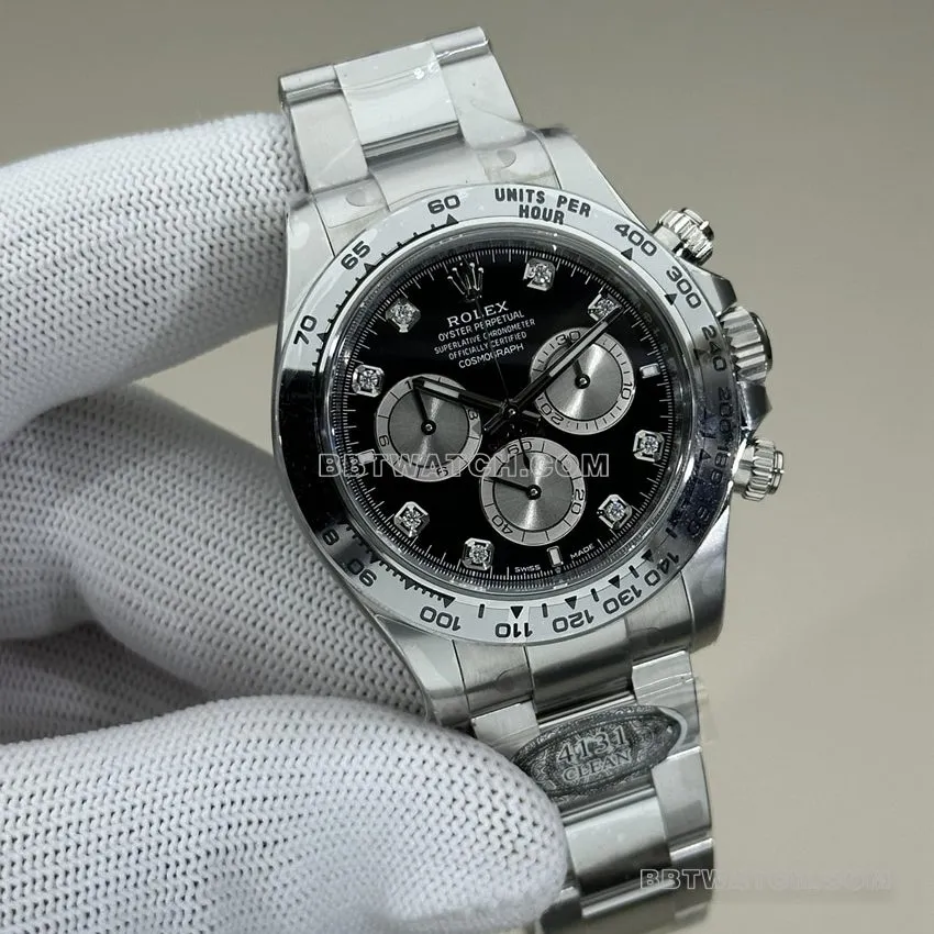 Clean FactoryRolexDaytonatop-tier 1:1high-quality replicablack dialsteel bracelet model 116509caseback live photo