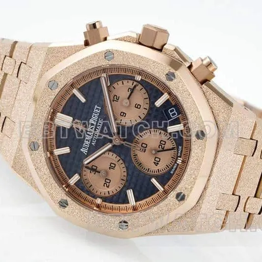 APS factory Audemars PiguetRoyal Oaktop-tier 1:1super cloneblue dialchronographrose goldfrost gold 26240side live photo