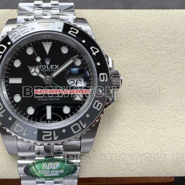 Rolex collectible watch ARF FactoryGMT-MasterGMT black and gray circle 3285movementside live photo
