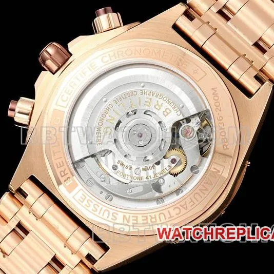 Breitling1:1replica watch TF factory mechanical chronograph brown plate 44mmrose goldsteel bracelet model side live photo