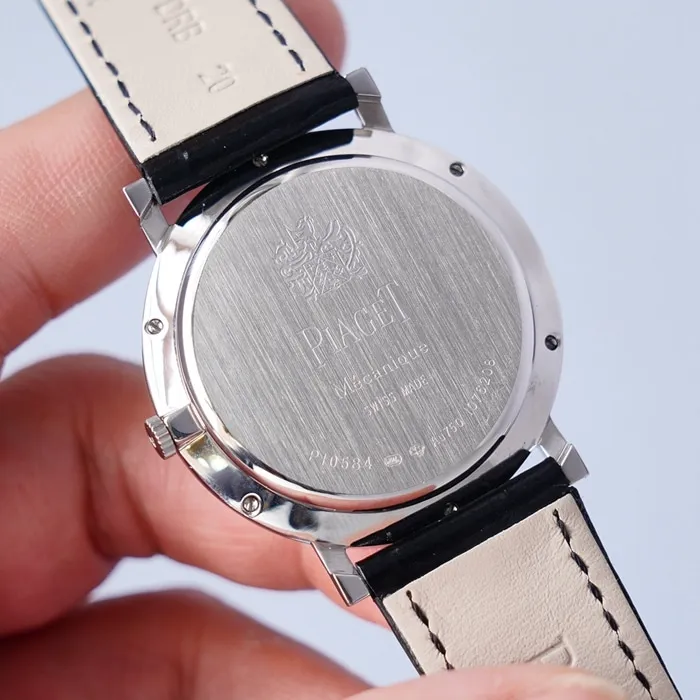 Top-tier watch Piaget men's white dial dragon and phoenix series leather strap watch front view