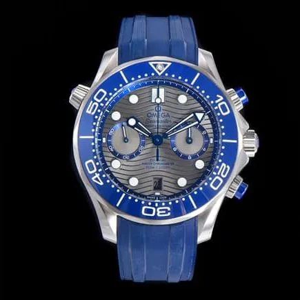 OM Factorytop-tier watch Omega men's gray plate blue rubber strap new Seamaster300chronograph watch clasp picture