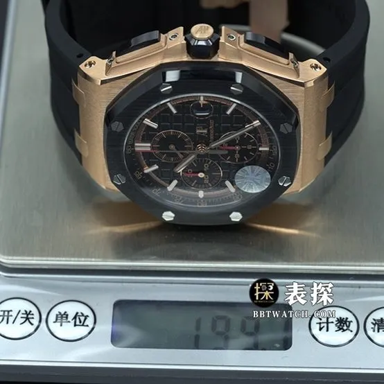 JF factory Audemars PiguetRoyal Oak offshore type 26400top-tier 1:1high-quality watch men's black dial rubber model pictures and prices side live photo