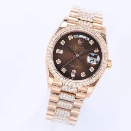 EW FactoryRolextop-tier watch men's brown plate gold belt 2020 new day displayDatejustautomatic movementsteel bracelet watch clasp picture