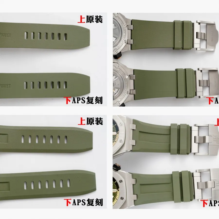 APS Factory Avocado Royal Oak Offshore Real vs. Fake Comparison Review Audemars Piguet Top Watch Buckle Comparison Chart